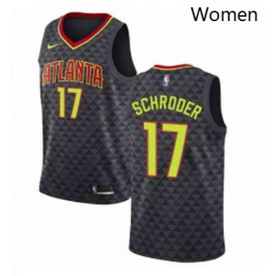 Womens Nike Atlanta Hawks 17 Dennis Schroder Swingman Black Road NBA Jersey Icon Edition